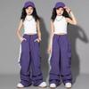 Kids Hip Hop Joggers Pants Girls Cargo Pants Straight Trousers High Waist Vintage Casual Streetwear Baggy Pants