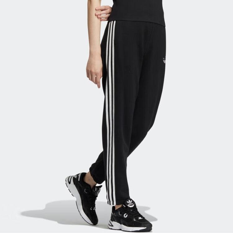 Adidas Logo Stripe Track Pants Women Bottoms Black IC8125