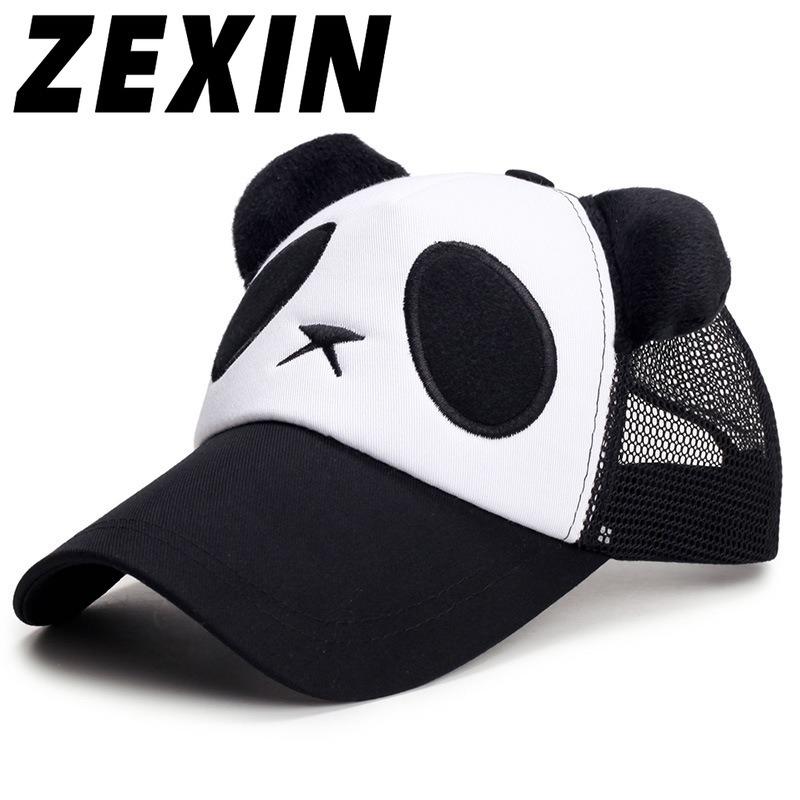 ZEXIN Cute Panda Baseball Cap Summer Sunscreen Sun Hat Fashion Trucker Cap Men and Women Net Cap