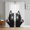 Шифоновые прозрачные шторы с черным котом для гостиной, спальни, украшения, тюлевые шторы для окон, шторы