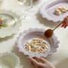 Керамические тарелки с рельефом в французском стиле, для дома, 8~9 дюймов, высокотемпературная цветная глазурь, ремесленные, обеденные, кремовый стиль, посуда