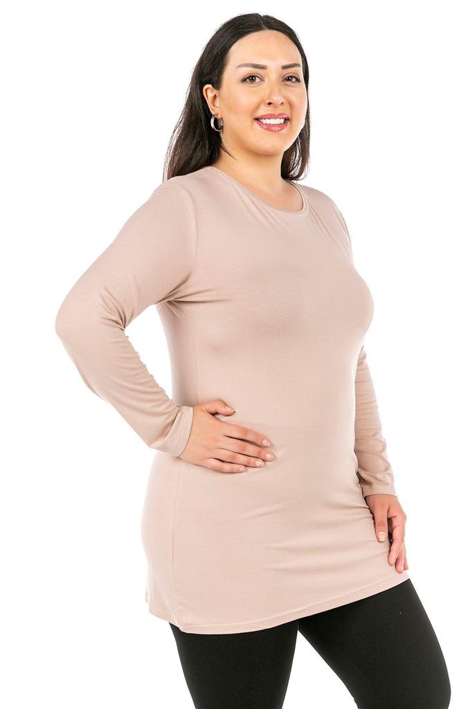 Women's Style Big Size Body Plus Size Round Neck Long Sleeve Viscose Long Mink Body