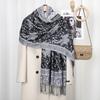 New Thick Cashew Print Hijab Scarf Shawl Wrap Paisley Pashmina Jacquard Stoles Vintage Headscarves Printed Cotton Tippet Tassel