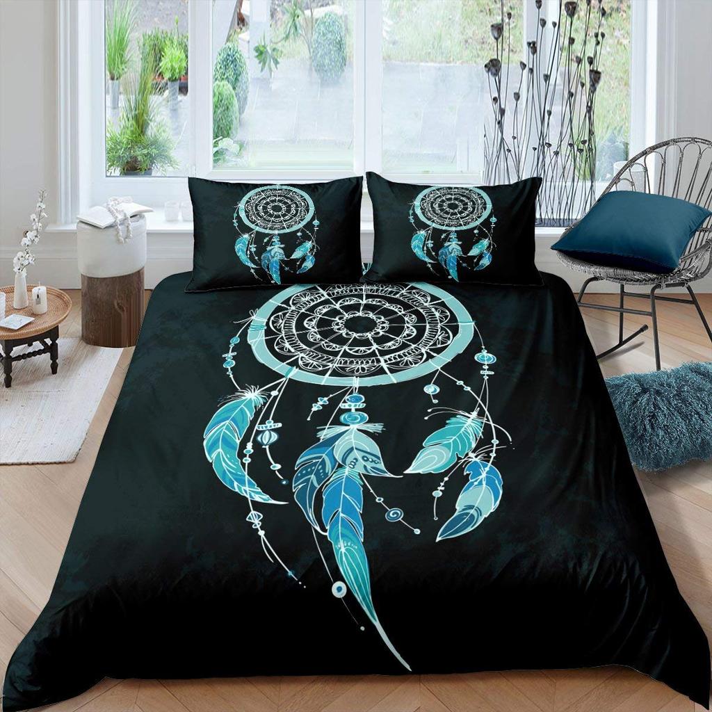 Dream Catcher Duvet Cover Set Kids Bohemian Mandala Bedding Set King Size Tie Dye Purple Boho Floral Gypsy 2/3pcs Quilt Cover