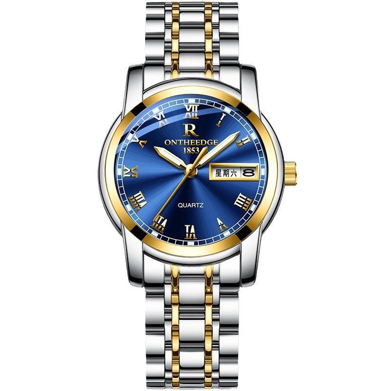 ONTHEEDGE Женские часы со стальным ремешком, женские часы с двойным календарем, простой темпераментный тип