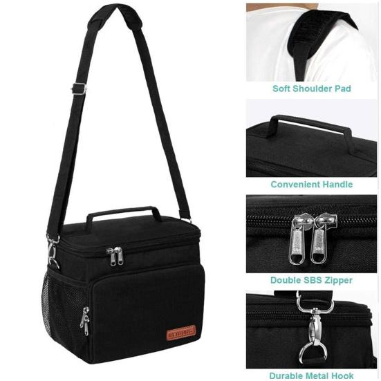 Insulated Lunch Bag for Women Reusable Adjustable Lunch Box with Men Shoulder Strap Leakproof