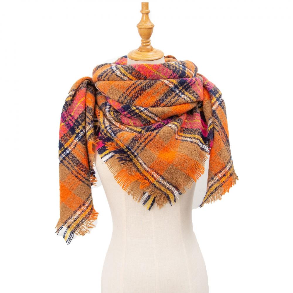 Spring Autumn Winter Shawl Ladies Plaid Triangle Scarf