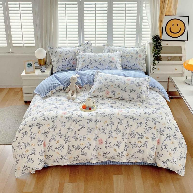 Утолщенный потертый комплект из четырех предметов, осенне-зимний комплект из хлопка из 4 предметов, простыня, пододеяльник, комплект наволочек, постельное белье.