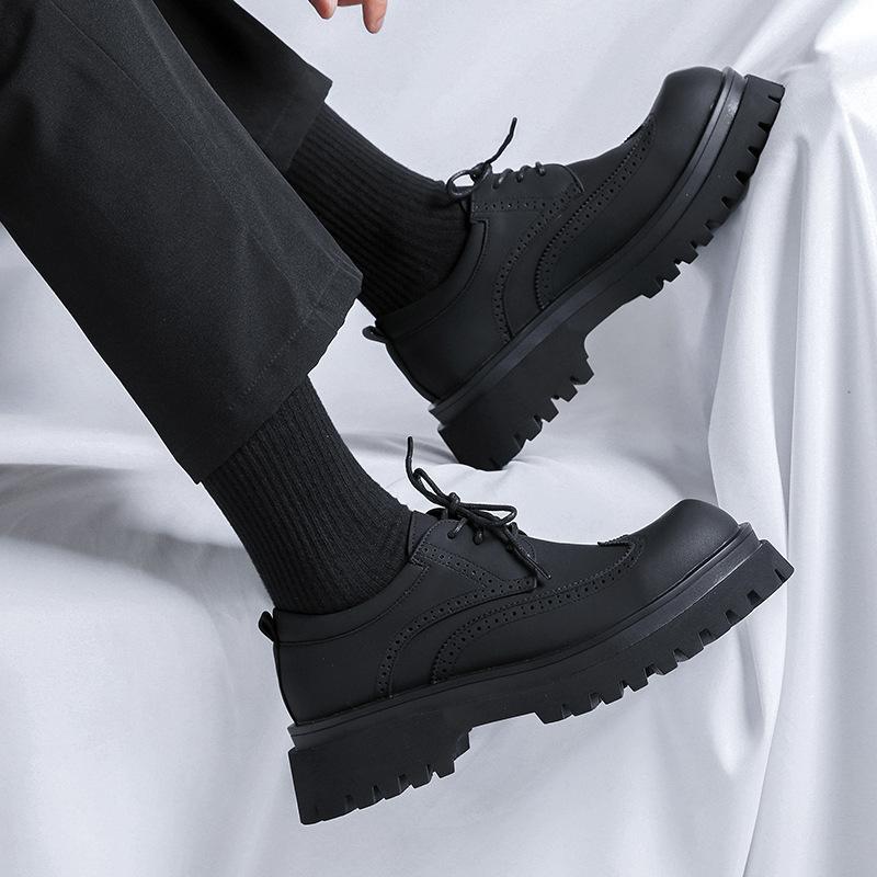 Мужская мода свадебная вечеринка платье туфли броги из натуральной кожи шнуровка дерби обувь черные трендовые кроссовки на платформе молодежная обувь