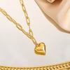 Chunky Chain Link Necklace for Women Titanium Steel Necklace with Puffy Heart Pendant Hypoallergenic Jewelry Gift for Wife Girlfriend