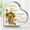 Mom/Bestie Gift: Sunflower Acrylic Plaque (Heart) – Christian Flower Bird Sign – Motivational Home/Table Decor.