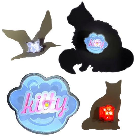 Ночник с эффектом рассеянного света и 3D-тенями, креативный ночник в виде силуэта птицы или кошки с присосками, теплое свечение, рассеянное освещение для спальни и гостиной.