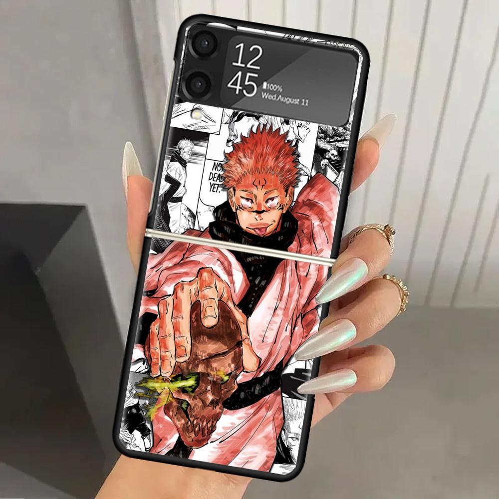 Чехол для телефона Jujutsu Kaisen Japan Anime из твердого ПК для Samsung Galaxy Z Flip 6 5 4 3 Черная крышка ZFlip6 Flip5 Flip4 5G Складные чехлы с принтом