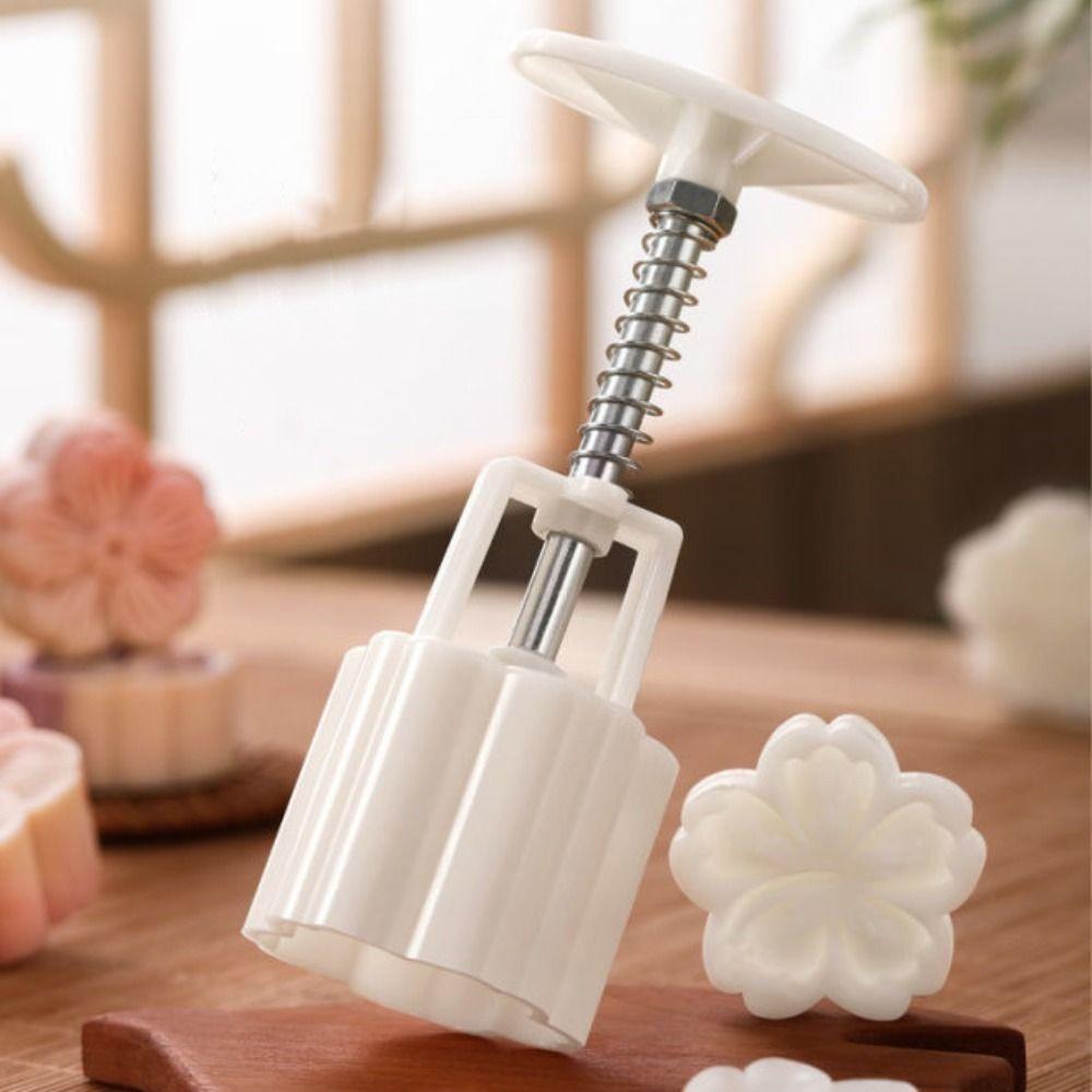 Hand-pressed Cookie Stamp Mould Flower-shaped Pastry Making Tools Mooncake Mold Family Use
