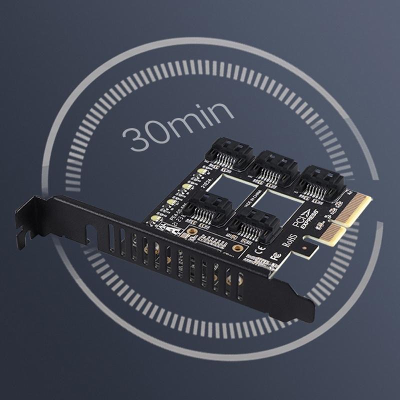 PCI-E 4X to  3.0 pansion Card 5 Full Speed Ports 6Gbps Transfer pansion Hard Drive for Win7 / 8/10 / Linux