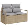 Canapés de jardin 5 pièces avec coussins Beige en poly rattan, Canapé de jardin 2 places avec coussins Beige en poly rattan 3359159