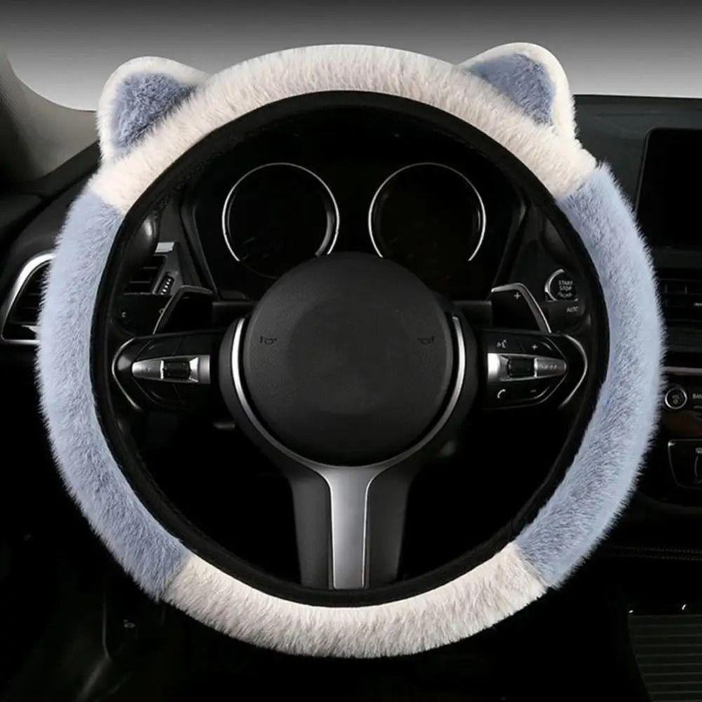 Non-slip Cat Ears  Steering Wheel Cover Warm Steering-Wheel Case Plush Steering Cover  Women
