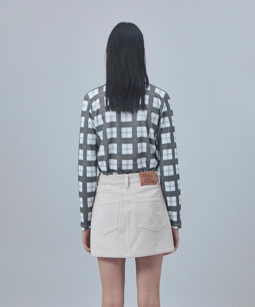 REST&RECREATION Check Pattern Long Sleeve Top - Black