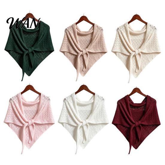 Travel Photography Shawl Women Knitted Triangle Shawl, Soft Wool Blend Pashmina Wrap, Lightweight Hollow Texture Scarf for Spring Autumn Layering And