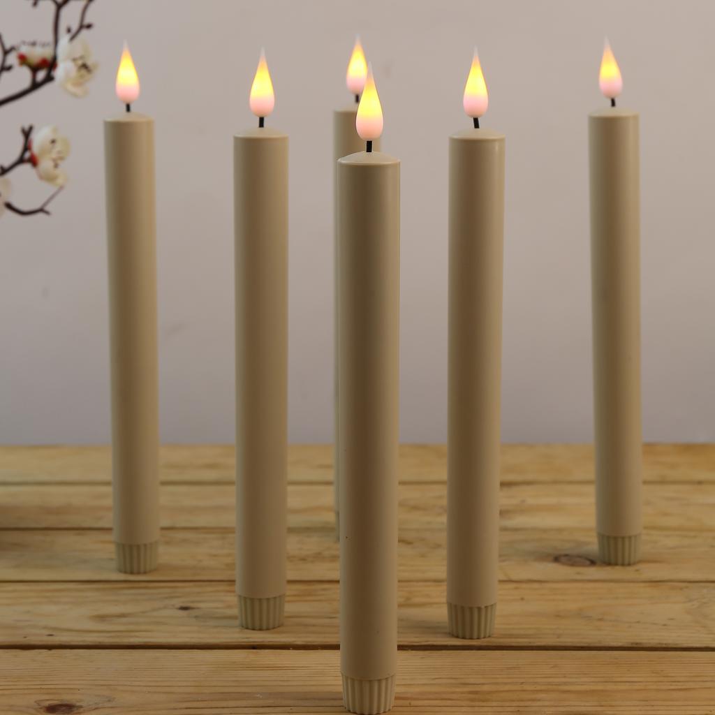 4/6/8 Pieces 10 Inch Beige Remote Control LED Decorative Candles Plastic,Flameless Purple Yellow Light Color Halloween Candles