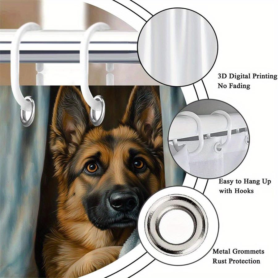 German Shepherd Dog Shower Curtain Waterproof Easy To Clean Privacy Protection Print Pet Art Design Modern Durable Materials