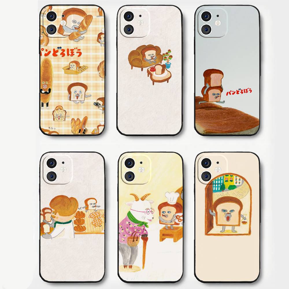 Чехол для телефона P-Picture Book Bread для IPhone 17 Air 16 15 14 13 Pro Max 11 12 Черный силиконовый чехол