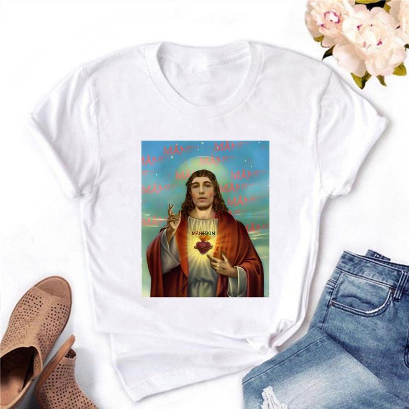 Graphic Tee Maneskin T Shirts Graphic Print Women Clothes Female Clothing Harajuku Short Sleeve T-Shirts 90S Top