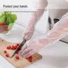 CPE Disposable Long Arm Thickened Drawstring Gloves - Waterproof, Oil-Resistant for Dishwashing and Housework