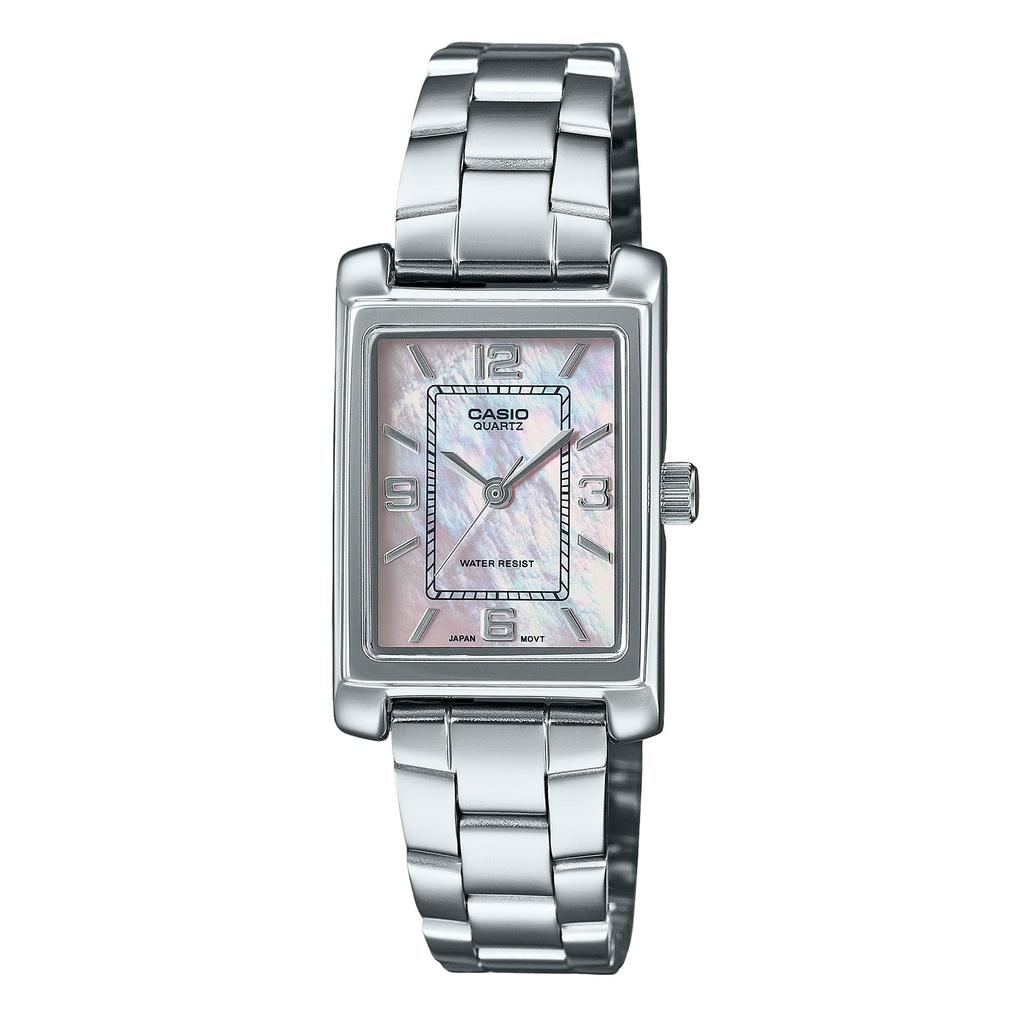 Casio Стандартные аналоговые женские часы из нержавеющей стали с перламутровым циферблатом, кварцевые LTP-1234DS-4A