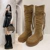 Thick-soled Brown Maillard Boots Women's 2025 New Autumn and Winter Wasteland Wind Heap Boots Tall Knight Boots