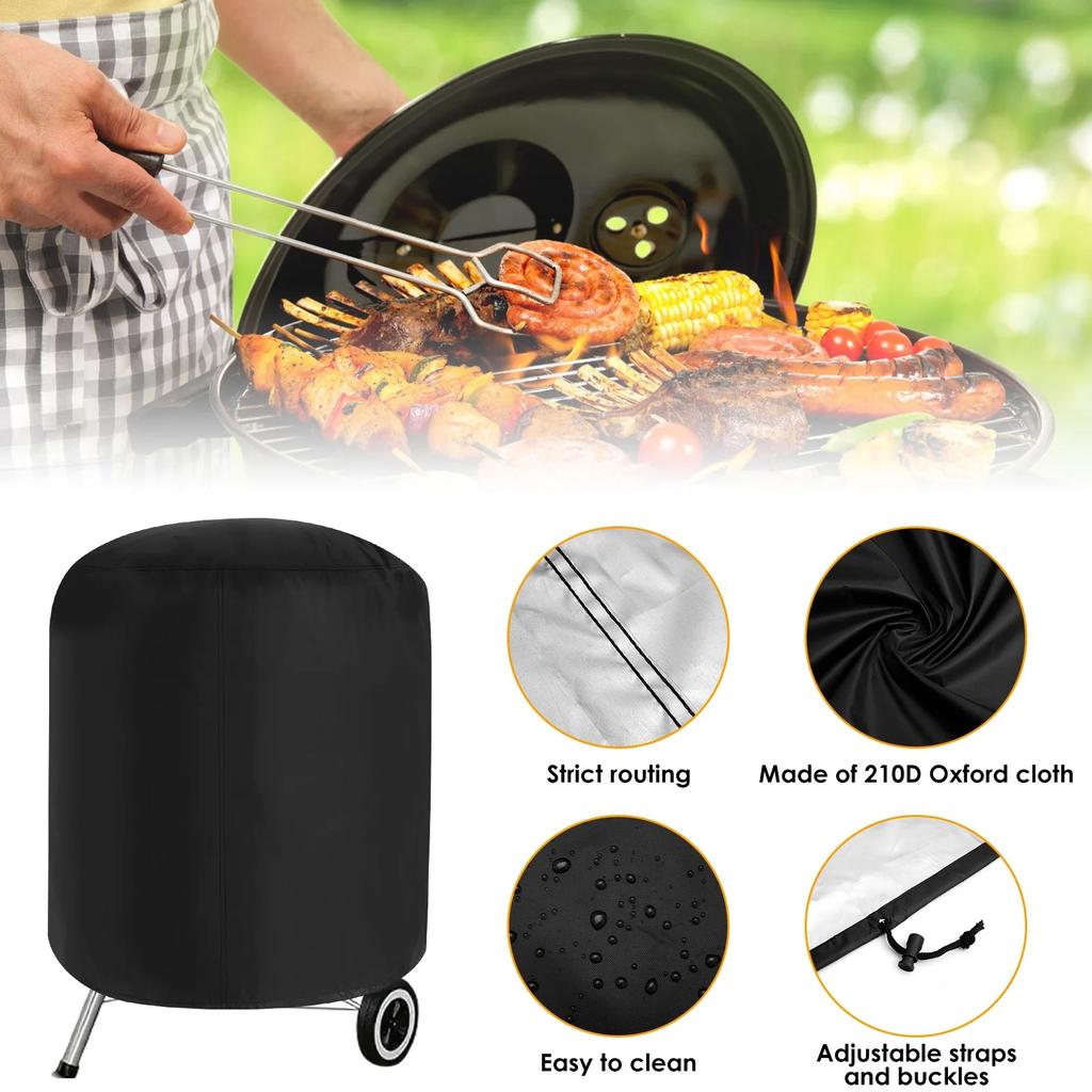 Vertical Round Smoker Cover, Kettle Grill Cover, BBQ Barbecue Cover, Kettle Grill Cover Fire Pit Solid Barrel Protection