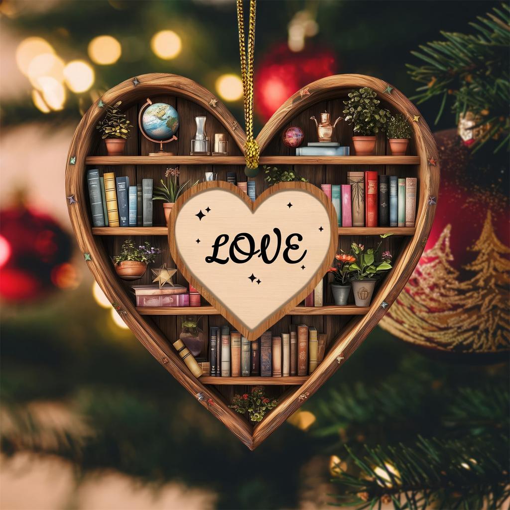 Рождественское 2D Плоское Украшение Форма Книги Дерево с Чашкой Кофе Звезда Праздничный Домашний Декор Уникальное Украшение в Литературном Стиле