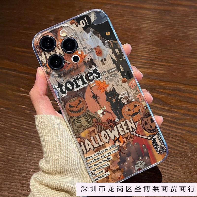 Иллюстрация тыквы на Хэллоуин для Apple iPhone11/12/13/14/15/16ProMax Прозрачный чехол 8