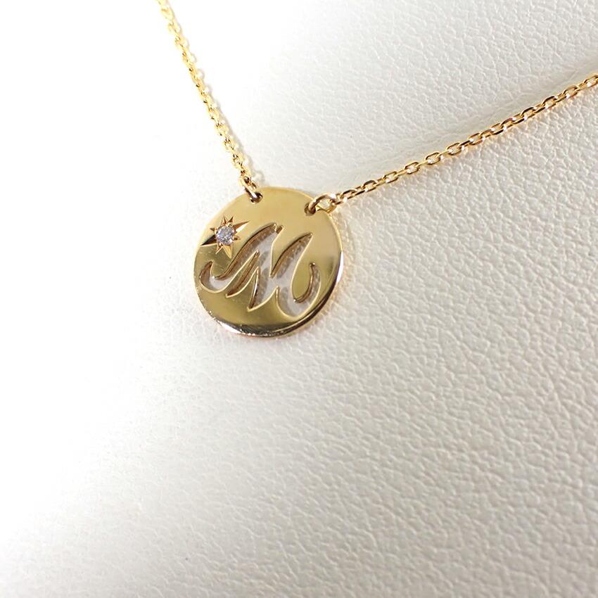 Pre-owned Star Jewelry K18 Diamond Initial M Necklace/Pendant/j66-7