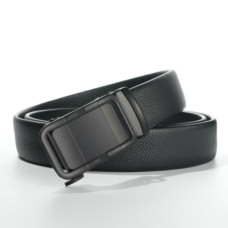 Men's Cowhide Belt Trendy Versatile Leather Belt Business Casual Automatic Buckle Middle Aged and Young Trousers Belt Men