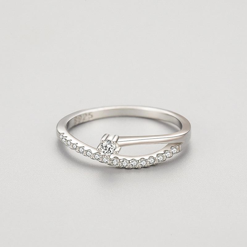 Ada Jewelry Bijoux En Argent Rhodium Plated Women's S925 Sterling Silver 3A Zircon Ring
