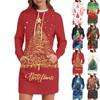 Women's Fall Christmas Tree Snowflake Print Long Sleeve Tops Round Neck Patchwork Sweatshirt Casual Raglan Sleeve Hooded Dresses