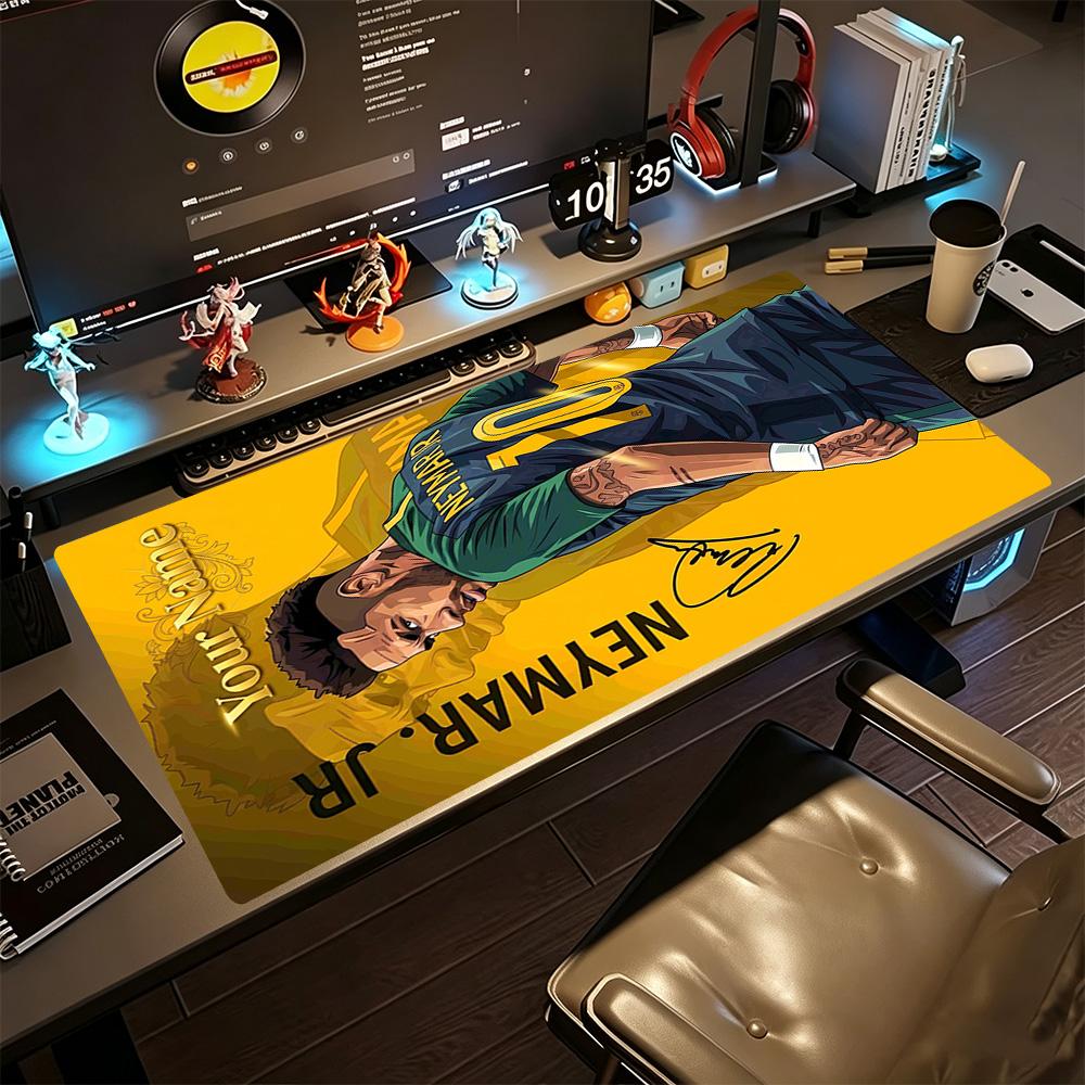 Neymar Jr Soccer Artwork Customize Your Name Mouse Pad Gaming Laptop Mouse Pad Computer Desk Keyboard Mat Non-Slip Rubber Bottom