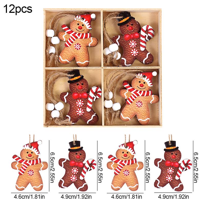 Wooden Christmas Ornaments Gingerbread Man Gnome Tree Hanging Decorations Festive Home Holiday Gift