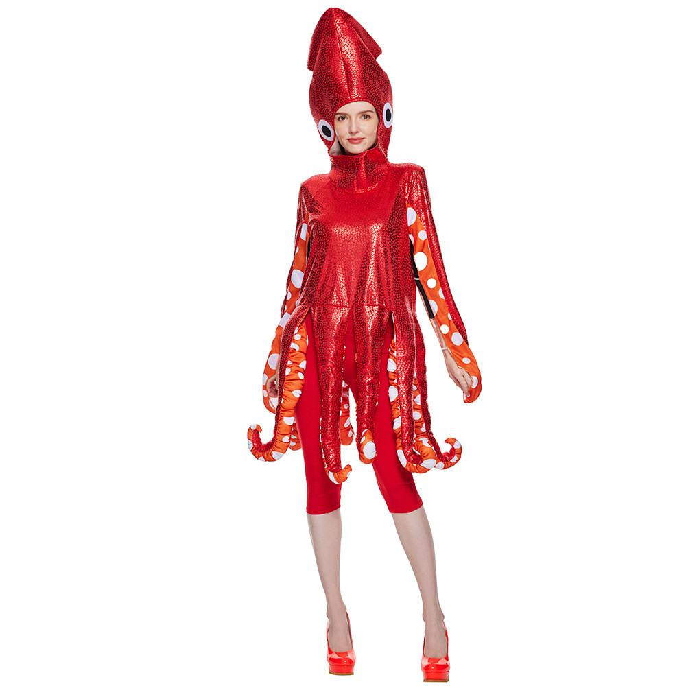 Adult Halloween Squid Outfit With Spandex Polyester For Stage Performances And Costume Parties