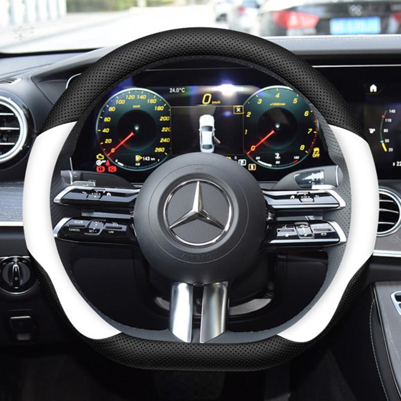 Genuine Leather Steering Wheel Cover Mercedes-Benz E300L C260L GLB220 GLC260L GLA200 38cm Diameter Sport Style