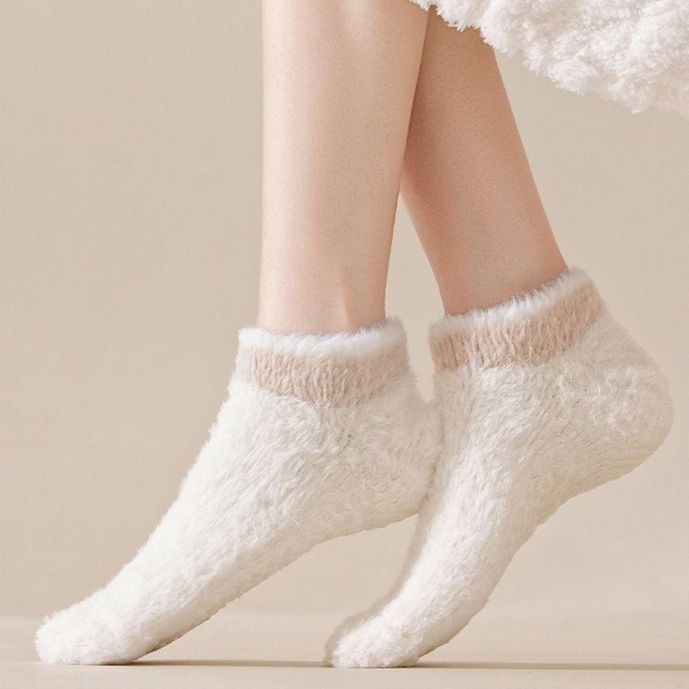Нескользящие короткие носки Утепленные теплые носки для сна Модные напольные носки Осень Зима