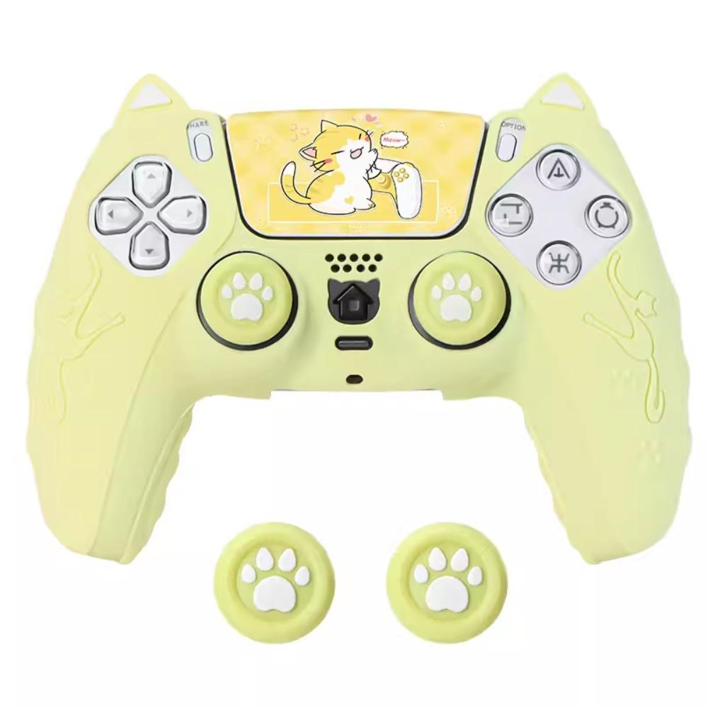 Cat Paw Controller Skin with Thumb Grip Caps Protective Shell Cover Controller Case Set for PS5