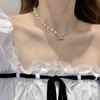 Изящные жемчужные цветочные банты-узлы чокеры, ожерелья на длинной цепочке с жемчужным сердцем, монетой, золотистого тона, для стильных украшений, женские, шикарные, цветочные ожерелья