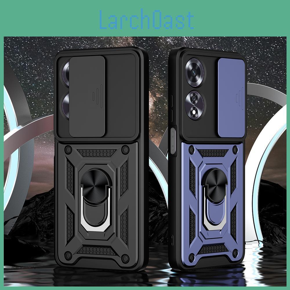 Armor Keysion Shockproof For Case Oppo A60 Slide Push Pull Camera Lens Protection Ring Stand Phone Back Cover For Oppo A60 4g