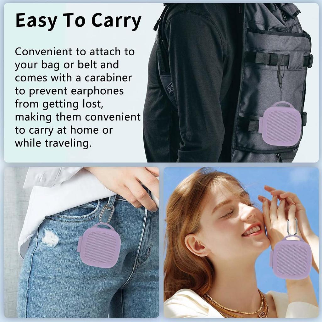 NOUKAJU for Raycon Essential Case Cover, Earphone Protective Cover(with Carabiner + Lanyard + Cleaning Pen) Drop-Proof,Scratch-Proof,Shock-Proof,Case