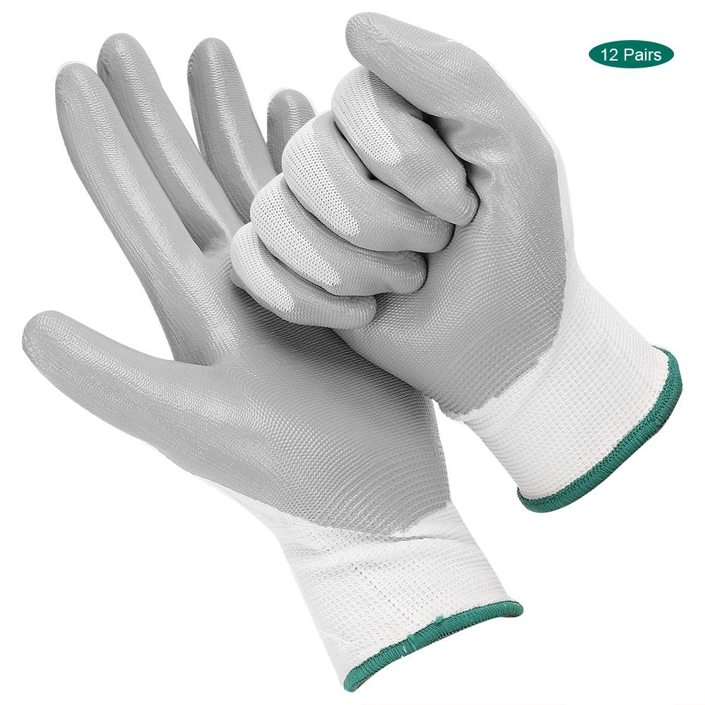12 Pairs Professional Nitrile Gloves Wear Resistant Safety Hand Protective Work Gloves