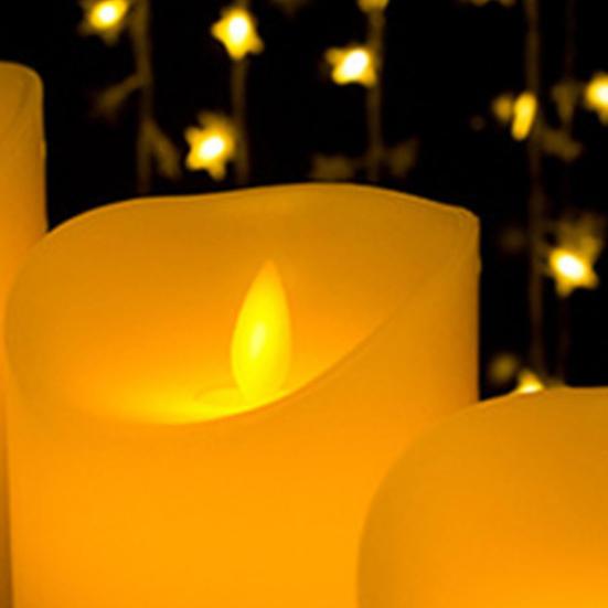 3Pcs LED Flameless Candles Outdoor Real Wax Candle with Remote Control Indoor Battery Operated Flickering LED Pillar Candles