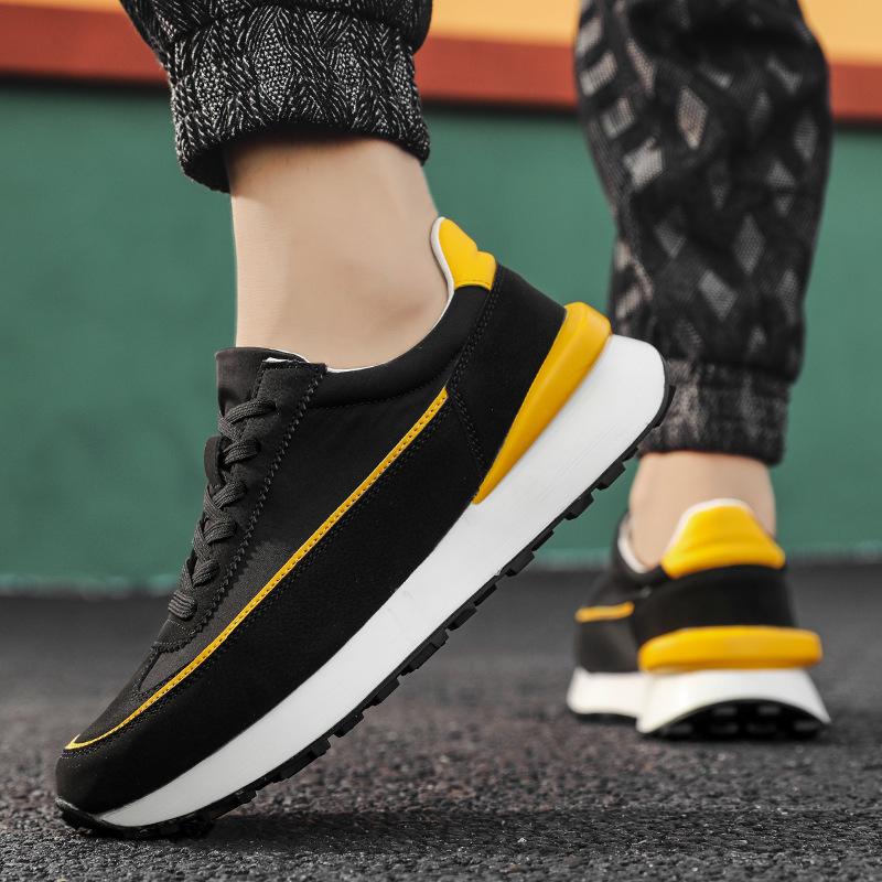 Мода 2024 лето и осень новые низкие кеды на платформе на шнуровке повседневные однотонные кеды с круглым носком на клеевой подошве мужская обувь