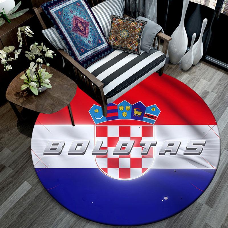 Croatia National Football Team pattern round rug,Carpet Rug for Living Room Bedroom Playroom ,Non-slip Floor Mat,Holiday Gifts and Birthday Gifts.